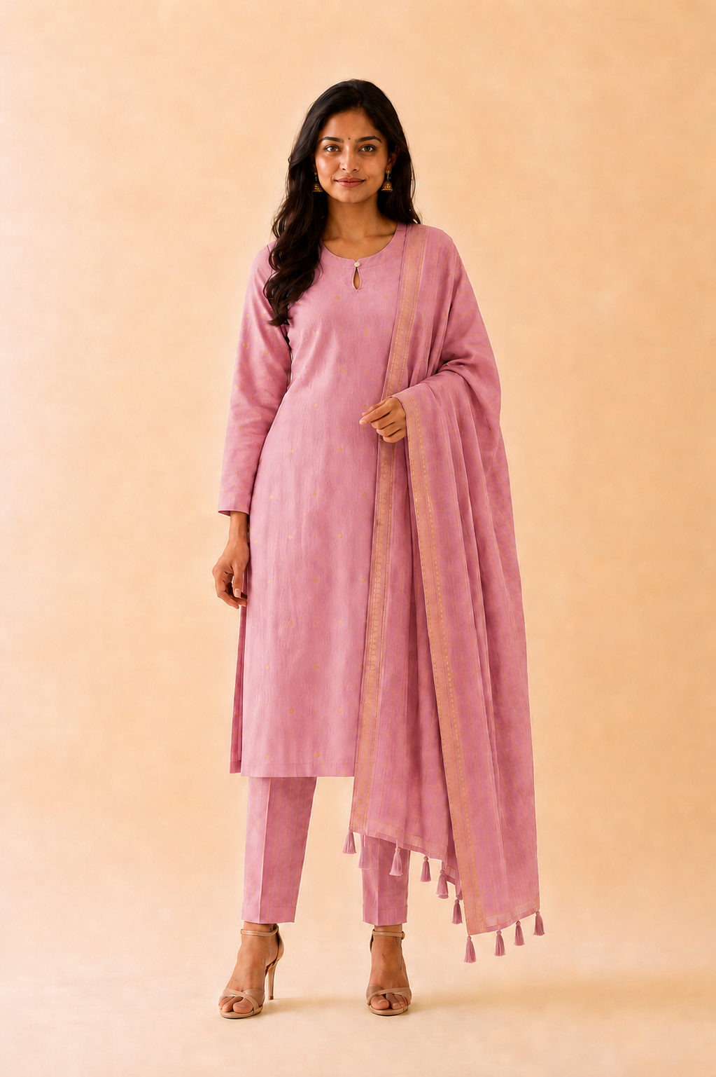 PREORDER - SUHASINI - PASTEL PINK  - OFFICE WEARS- HANDLOOM COTTON- SALWAR SUIT WITH DUPATTA - LABEL ZIVARA