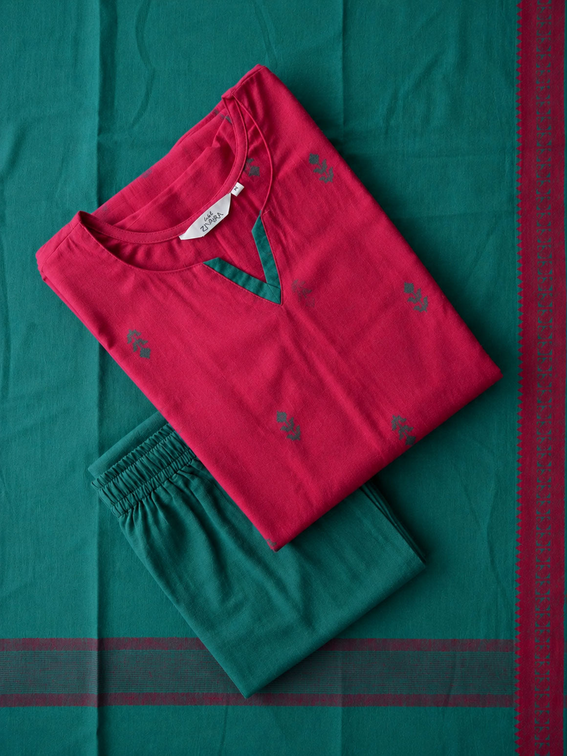 PREORDER -VISHRUTHI - PINK AND BLUE - OFFICE WEARS- HANDLOOM COTTON- SALWAR SUIT WITH DUPATTA - LABEL ZIVARA