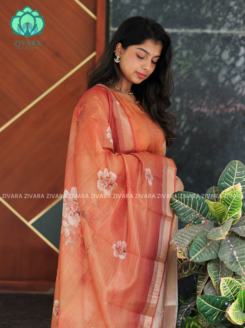 ORANGISH  YELLOW- Pavani - FESTIVE WEAR HOT SELLER EXCLUSIVE TOP AND DUPATTA SET for women- Label Zivara