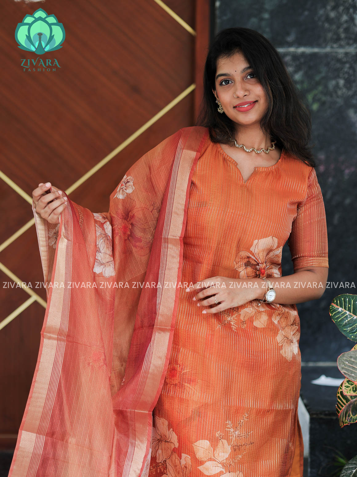 ORANGISH  YELLOW- Pavani - FESTIVE WEAR HOT SELLER EXCLUSIVE TOP AND DUPATTA SET for women- Label Zivara