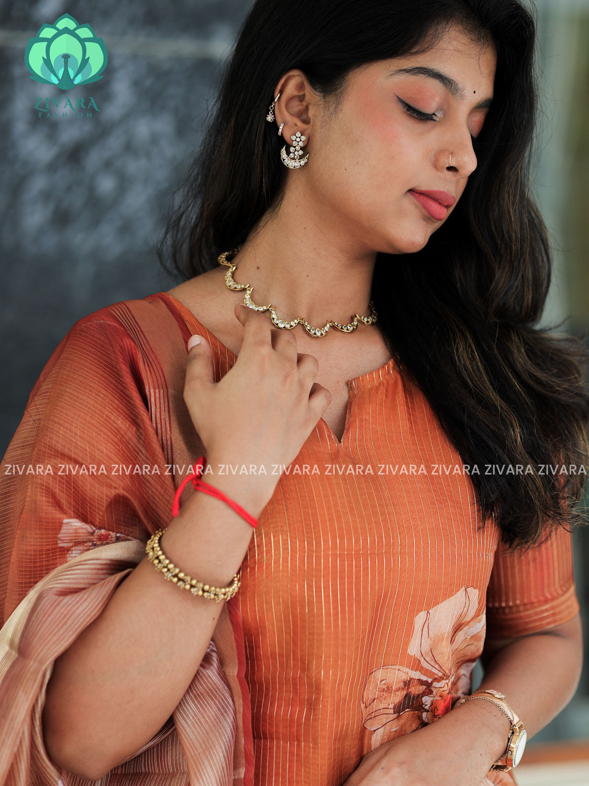 ORANGISH  YELLOW- Pavani - FESTIVE WEAR HOT SELLER EXCLUSIVE TOP AND DUPATTA SET for women- Label Zivara