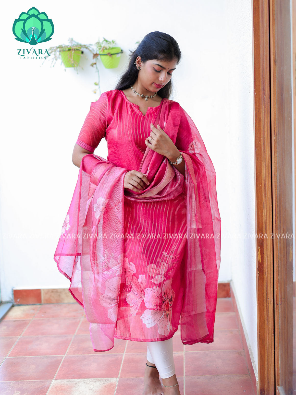 PINK - Pavani - FESTIVE WEAR HOT SELLER EXCLUSIVE TOP AND DUPATTA SET for women- Label Zivara