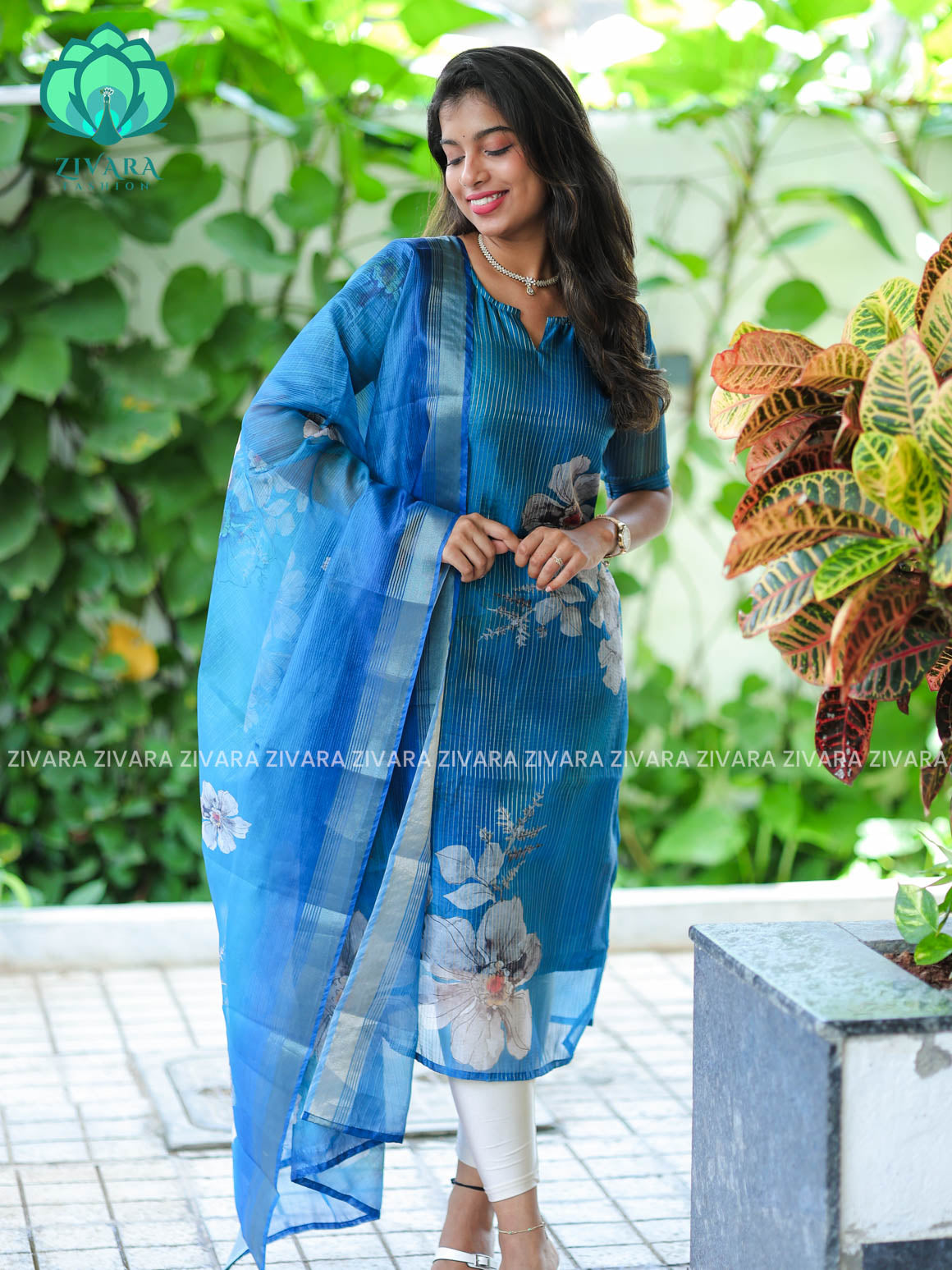 BLUE - Pavani - FESTIVE WEAR HOT SELLER EXCLUSIVE TOP AND DUPATTA SET for women- Label Zivara