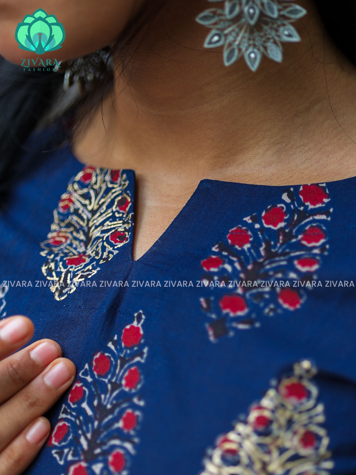 Anu - Indigo blue  COMFY Woven cotton short office wear  for women- Label Zivara