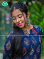 Anu - Indigo blue  COMFY Woven cotton short office wear  for women- Label Zivara