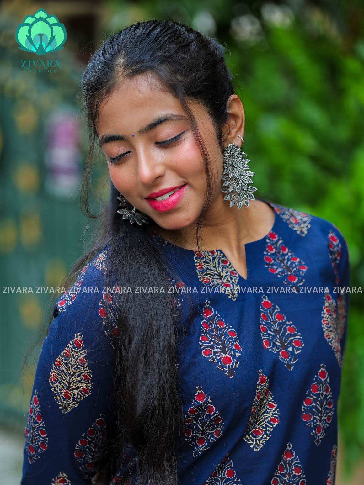 Anu - Indigo blue  COMFY Woven cotton short office wear  for women- Label Zivara