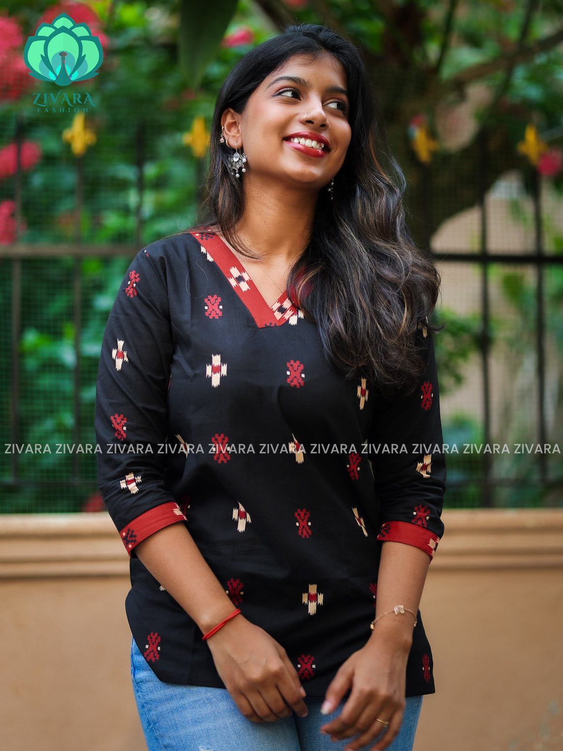 Anu - Black COMFY Woven cotton short office wear  for women- Label Zivara