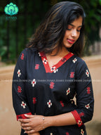 Anu - Black COMFY Woven cotton short office wear  for women- Label Zivara