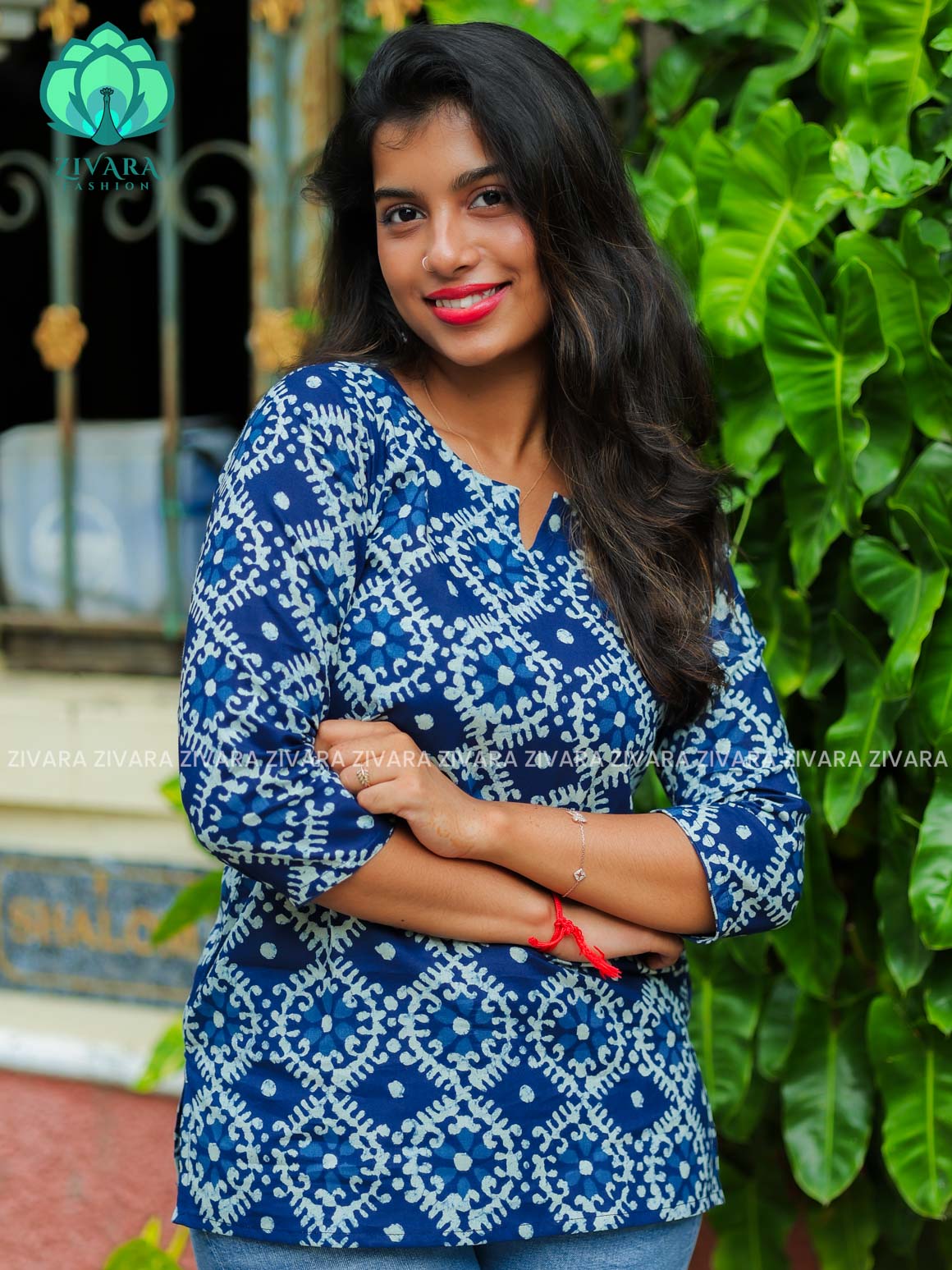 Anu - Indigo blue  COMFY Woven cotton short office wear  for women- Label Zivara