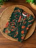 Mira -GREEN FLORAL -Trending print cotton straight cut collar neck kurti for office wear - LABEL ZIVARA