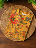Mira - yellow floral -Trending print cotton straight cut collar neck kurti for office wear - LABEL ZIVARA