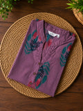Mira - PURPLE LEAF -Trending print cotton straight cut color neck kurti for office wear - LABEL ZIVARA
