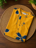 Mira - yellow butterfly -Trending print cotton straight cut collar neck kurti for office wear - LABEL ZIVARA