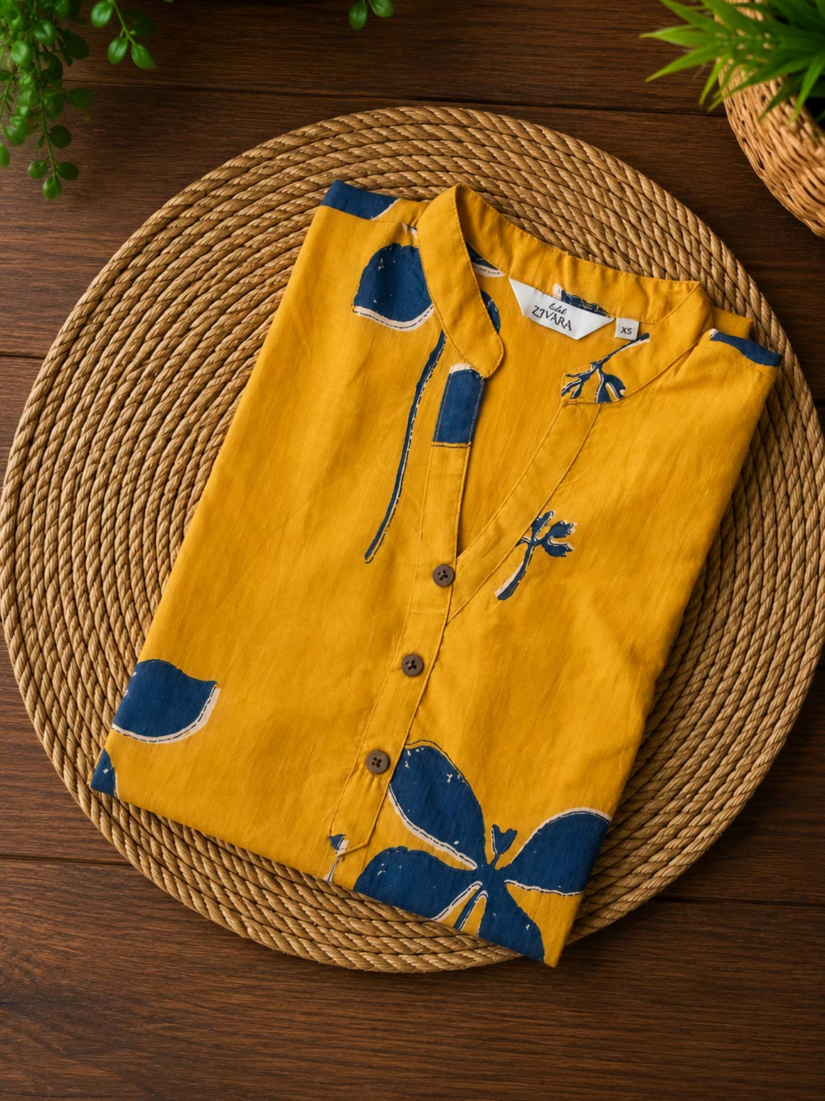 Mira - yellow butterfly -Trending print cotton straight cut collar neck kurti for office wear - LABEL ZIVARA