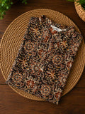 Mira -BROWN FLORAL -Trending print cotton straight cut collar neck kurti for office wear - LABEL ZIVARA
