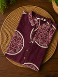 Mira - PURPLE ROUND -Trending print cotton straight cut collar neck kurti for office wear - LABEL ZIVARA