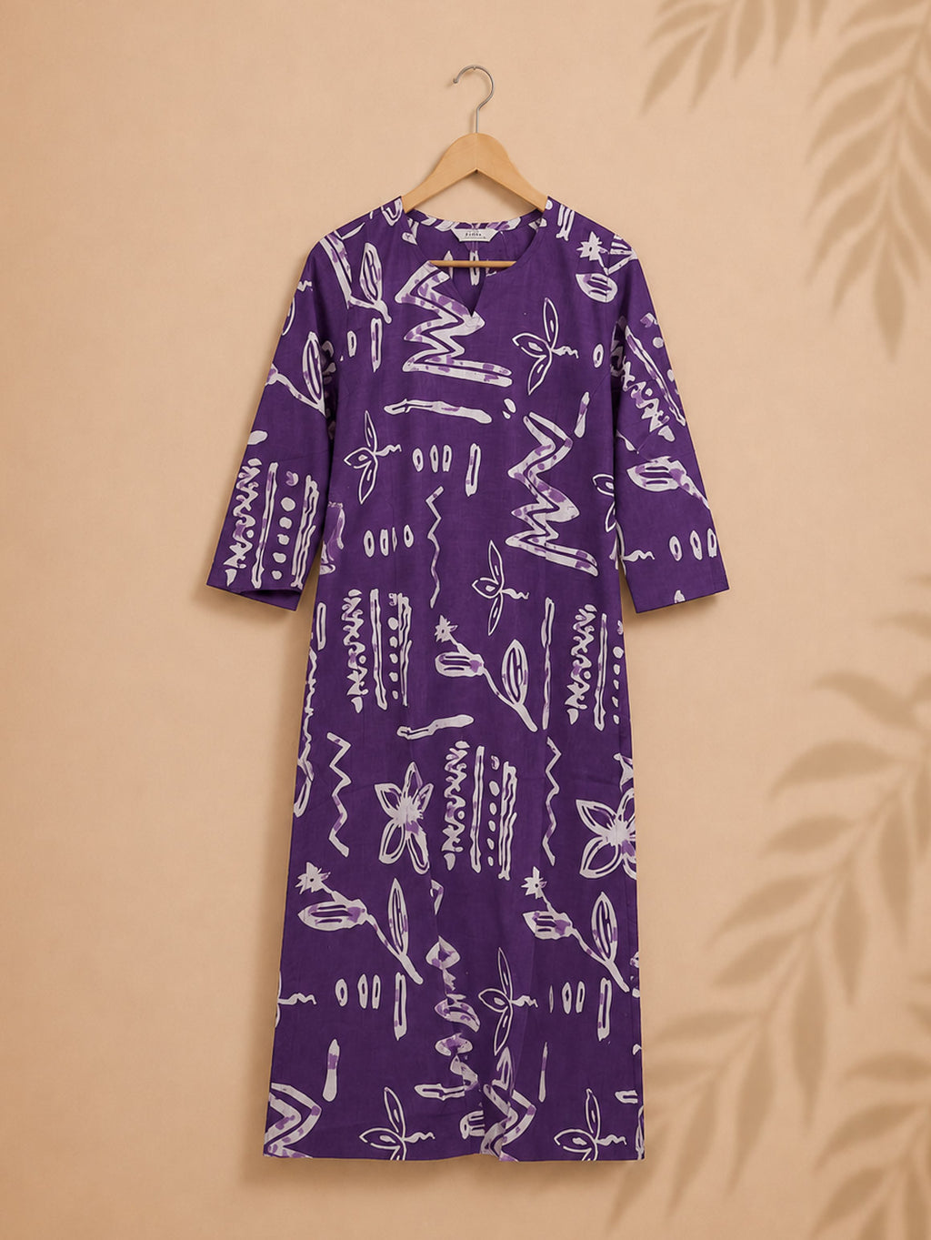 Mira -PURPLE AND WHITE  -Trending print cotton straight cut kurti for office wear - LABEL ZIVARA
