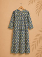 Mira -BLUE AND WHITE   -Trending print cotton straight cut kurti for office wear - LABEL ZIVARA