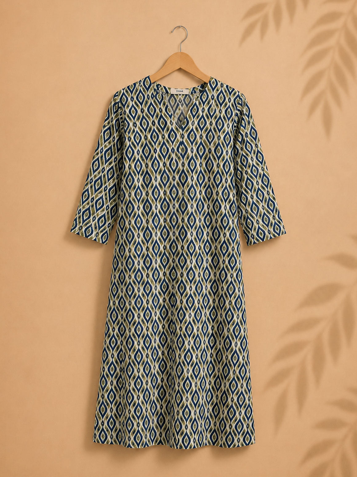 Mira -BLUE AND WHITE   -Trending print cotton straight cut kurti for office wear - LABEL ZIVARA