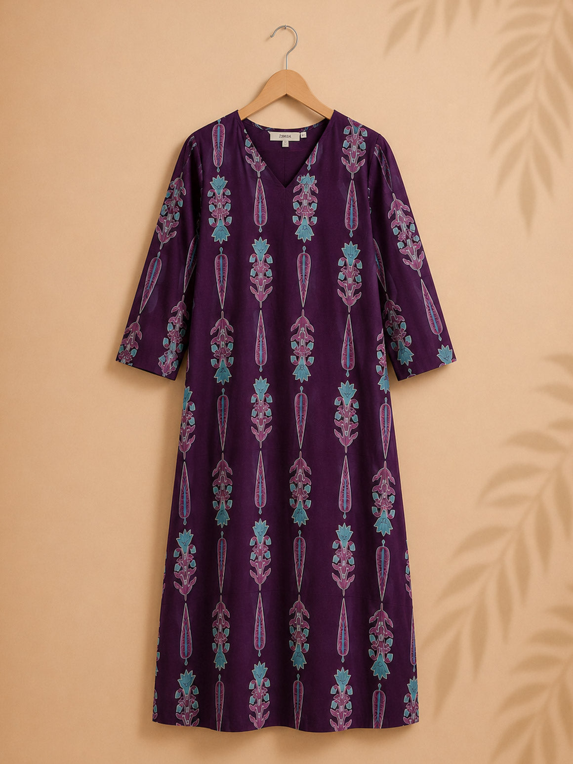 Mira -PURPLE PINE CONE BIG -Trending print cotton straight cut kurti for office wear - LABEL ZIVARA