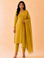PREORDER - SUHASINI - SUNFLOWER YELLOW - OFFICE WEARS- HANDLOOM COTTON- SALWAR SUIT WITH DUPATTA - LABEL ZIVARA