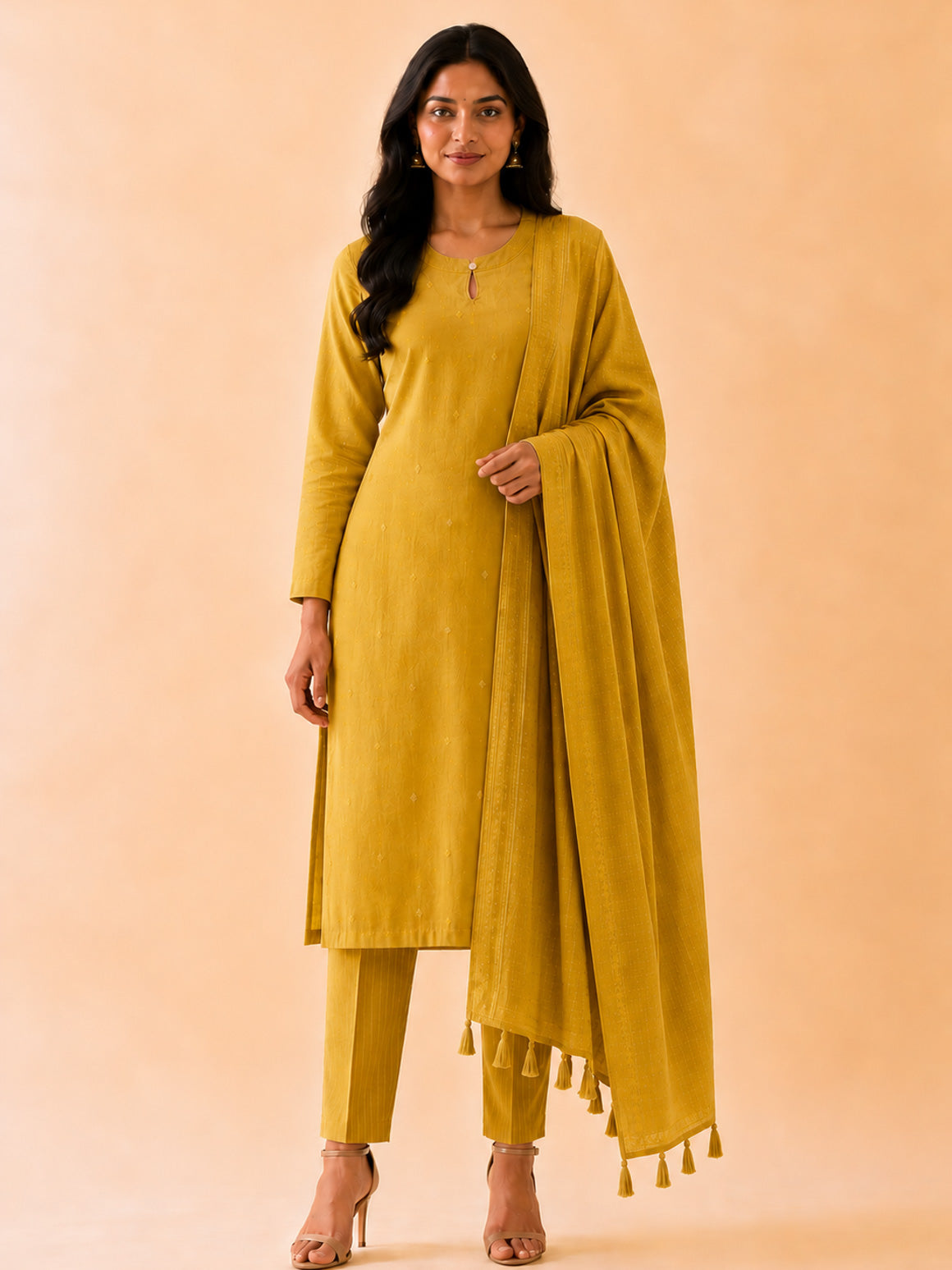 PREORDER - SUHASINI - SUNFLOWER YELLOW - OFFICE WEARS- HANDLOOM COTTON- SALWAR SUIT WITH DUPATTA - LABEL ZIVARA