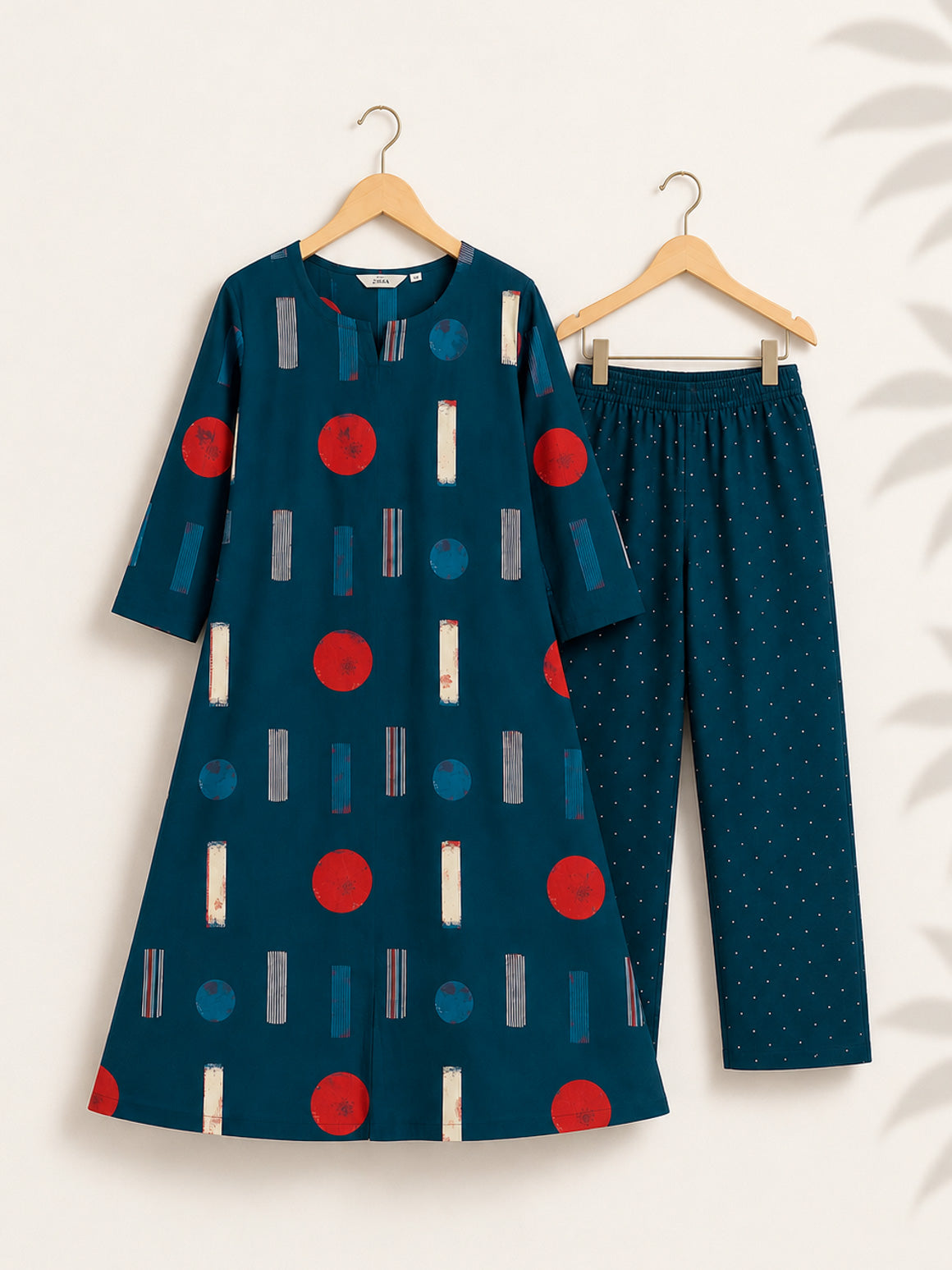 BLUE CIRCLE - TAMIRA - COMFY AND OFFICE WEAR pure handloom cotton Full length A- LINE  coord sets for women- Label Zivara