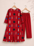 RED BLUE CIRCLE - TAMIRA - COMFY AND OFFICE WEAR pure handloom cotton Full length A- LINE  coord sets for women- Label Zivara