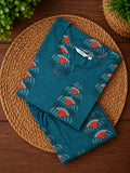 ANITHA - PEACOCK BLUE FLORAL - Colourful cotton everyday comfy wear and office wear coord sets for women- Label Zivara
