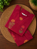 ANITHA - DEEP PINK FLORAL - Colourful cotton everyday comfy wear and office wear coord sets for women- Label Zivara