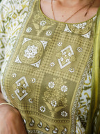 DHANYA - GREEN - Office wear HANDLOOM cotton PATCH WORK - SALWAR SUIT WITH DUPATTA - LABEL ZIVARA