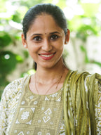 DHANYA - GREEN - Office wear HANDLOOM cotton PATCH WORK - SALWAR SUIT WITH DUPATTA - LABEL ZIVARA