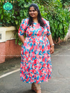 Mihira - Abstract Comfy beautiful print Two tier COTTON  long maxis - Label Zivara