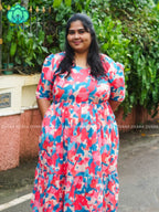 Mihira - Abstract Comfy beautiful print Two tier COTTON  long maxis - Label Zivara