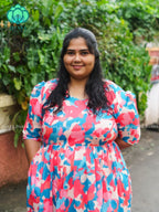 Mihira - Abstract Comfy beautiful print Two tier COTTON  long maxis - Label Zivara