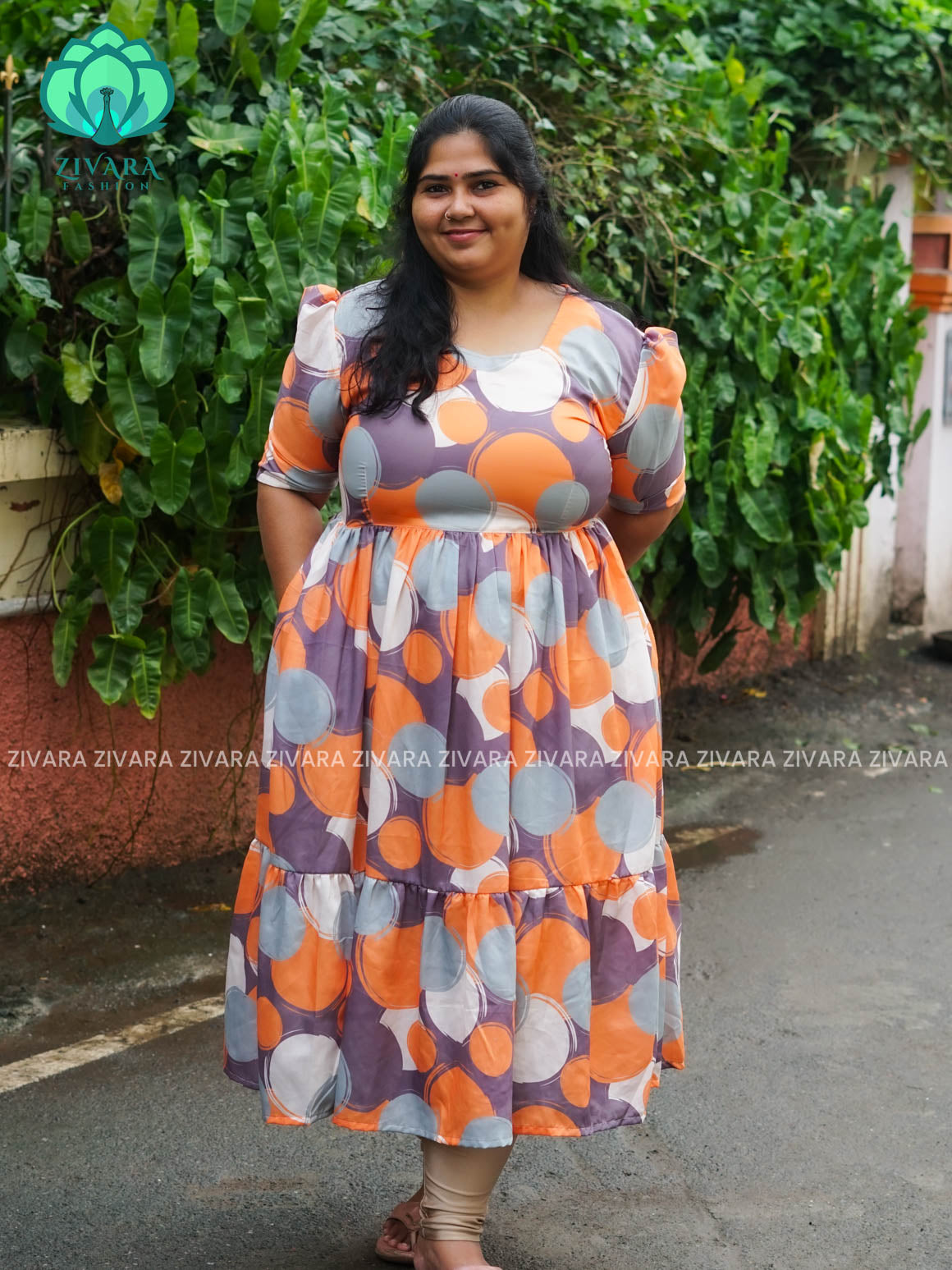 Mihira - Abstract Comfy beautiful print Two tier COTTON  long maxis - Label Zivara