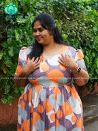 Mihira - Abstract Comfy beautiful print Two tier COTTON  long maxis - Label Zivara