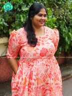 Mihira - Abstract Comfy beautiful print Two tier COTTON  long maxis - Label Zivara