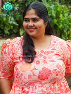 Mihira - Abstract Comfy beautiful print Two tier COTTON  long maxis - Label Zivara