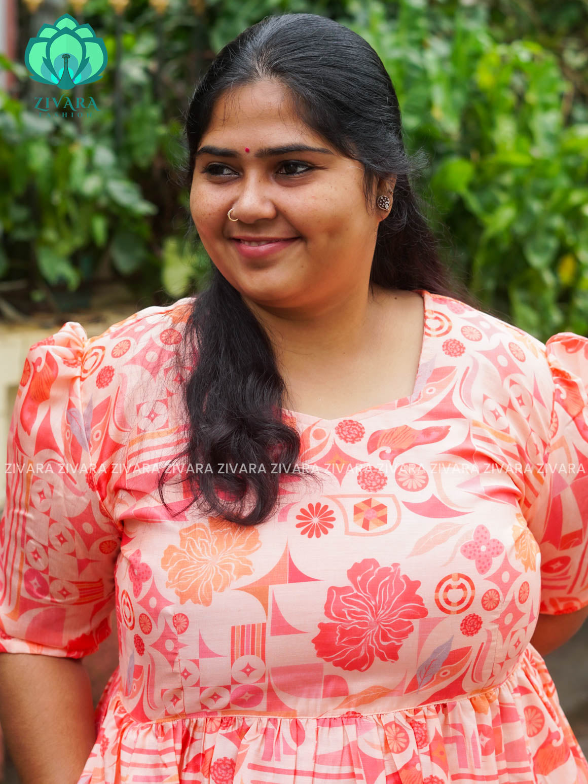 Mihira - Abstract Comfy beautiful print Two tier COTTON  long maxis - Label Zivara