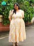 Mihira - Abstract Comfy beautiful print Two tier COTTON  long maxis - Label Zivara