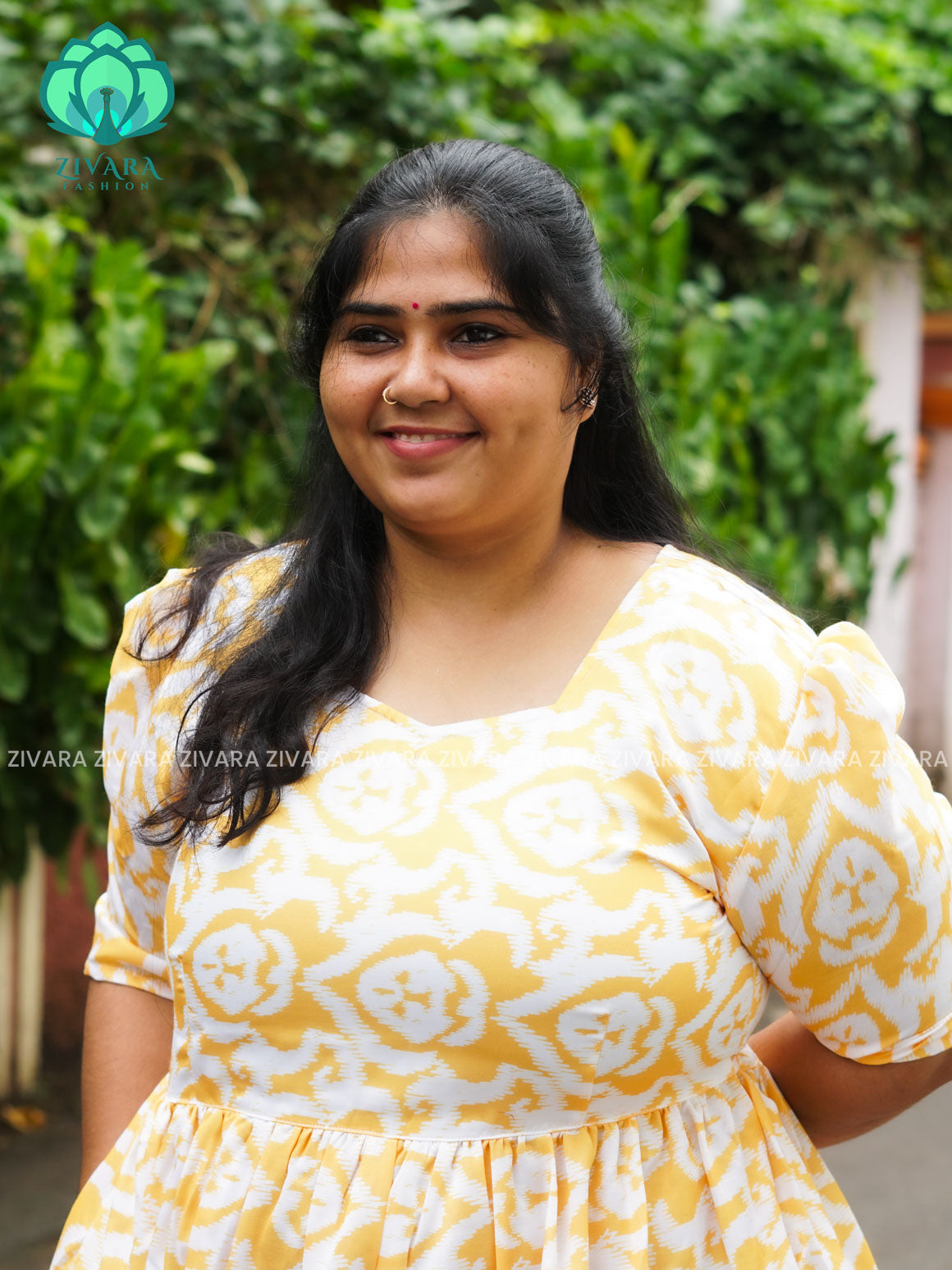 Mihira - Abstract Comfy beautiful print Two tier COTTON  long maxis - Label Zivara