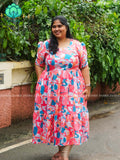Mihira - Abstract Comfy beautiful print Two tier COTTON  long maxis - Label Zivara