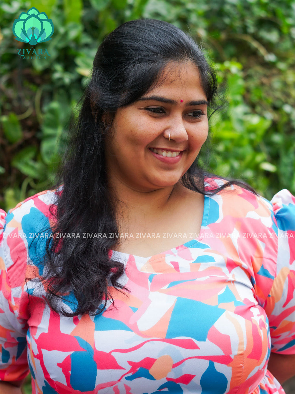 Mihira - Abstract Comfy beautiful print Two tier COTTON  long maxis - Label Zivara