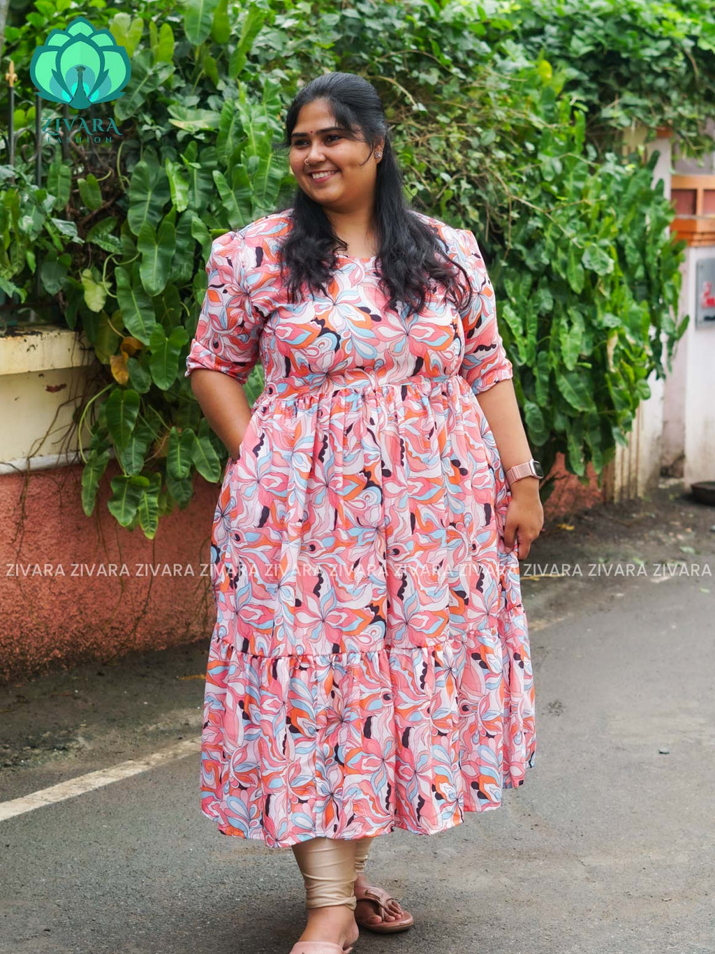 Mihira - FLORAL Comfy beautiful print Two tier COTTON  long maxis - Label Zivara