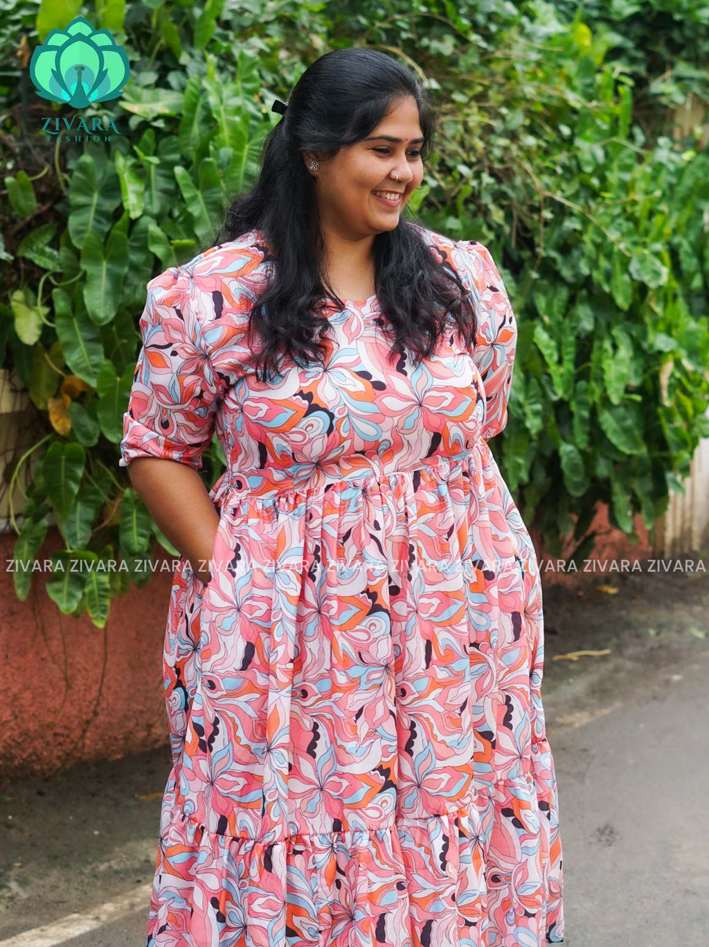 Mihira - FLORAL Comfy beautiful print Two tier COTTON  long maxis - Label Zivara