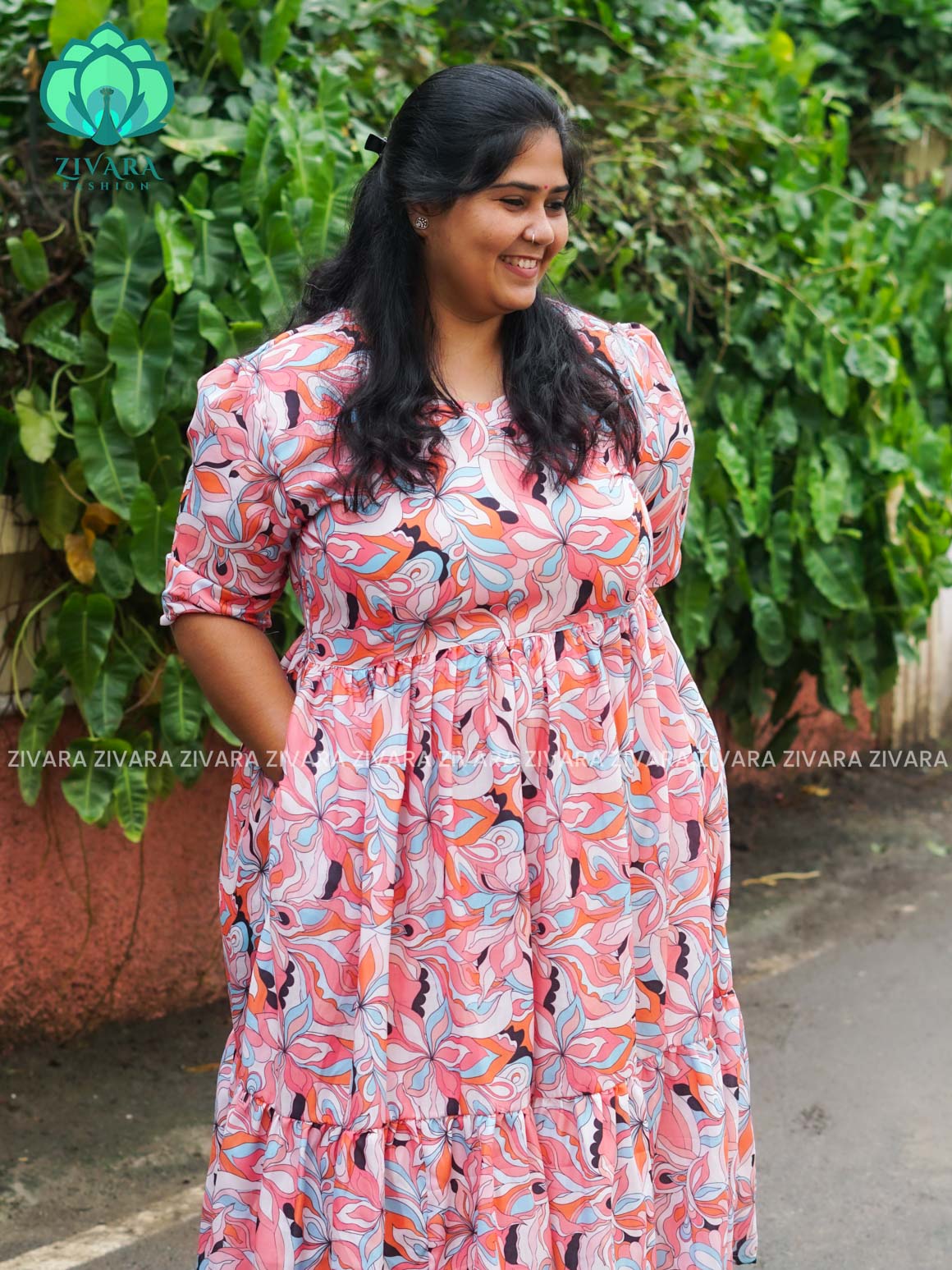 Mihira - FLORAL Comfy beautiful print Two tier COTTON  long maxis - Label Zivara