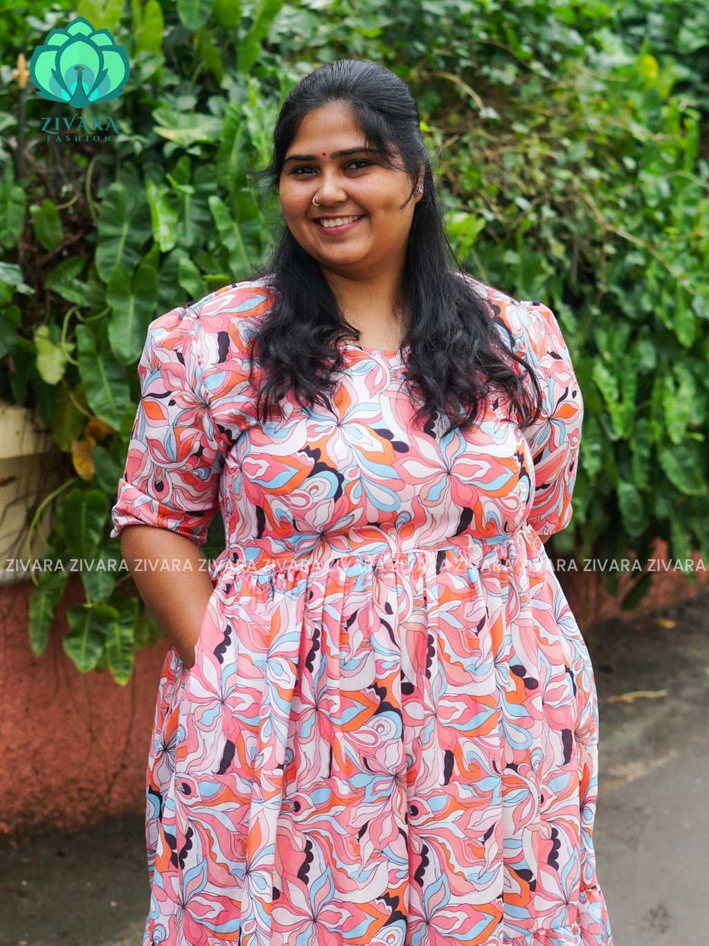 Mihira - FLORAL Comfy beautiful print Two tier COTTON  long maxis - Label Zivara