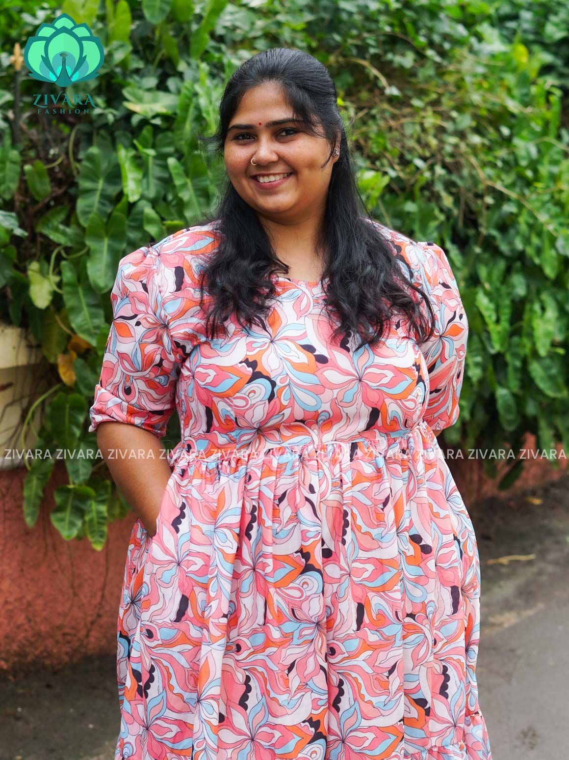 Mihira - FLORAL Comfy beautiful print Two tier COTTON  long maxis - Label Zivara