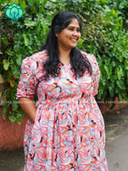 Mihira - FLORAL Comfy beautiful print Two tier COTTON  long maxis - Label Zivara